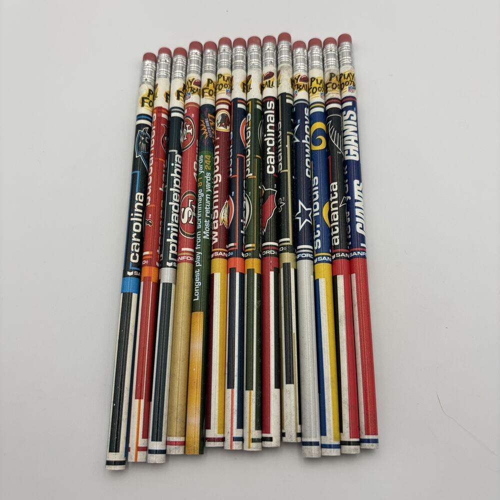 Sanford NFL Pencils Lot of 14 Vintage Sports Football Unsharpened 1990s